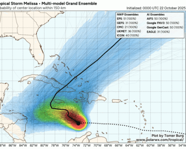Position actuelle de l'Ouragan Melissa ce samedi 25 Octobre 18:27